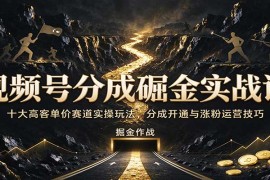 2026视频号分成计划实战课：10大高客单价赛道实操+开通流程与涨粉运营全攻略