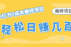 【搬砖项目】小红书0成本搬砖项目，轻松日赚几百+  
