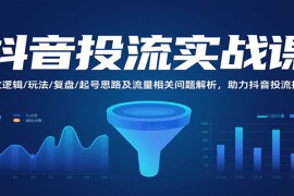 抖音投流实战课，投放逻辑/玩法/复盘/起号思路及流量相关问题解析，助力抖音投流提效