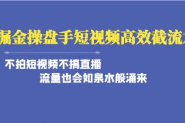 掘金操盘手高效截流术单人·月撸2万＋当天上手 快速变现 操作简单