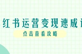 小红书运营变现速成课，账号搭建到暴力起号，个人IP全流程指南