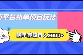 电商平台补单项目玩法，顺手兼职月入2000+，收益稳定