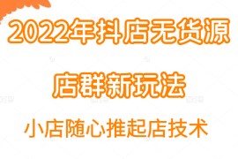 抖店无货源店群新玩法汇总和小店随心推起店技术