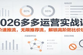 2026多多运营实战课：出价速推流，无限推荐流，解锁高阶防比价玩法（更新）