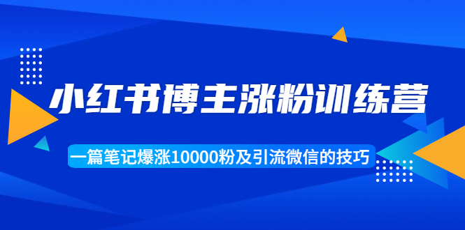 小红书博主涨粉训练营:一篇笔记爆涨10000粉及引流微信的技巧 小红书博主涨粉训练营:一篇笔记爆涨10000粉及引流微信的技巧
