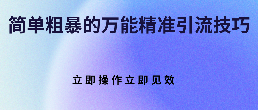 简单粗暴的万能精准引流技巧 简单粗暴的万能精准引流技巧
