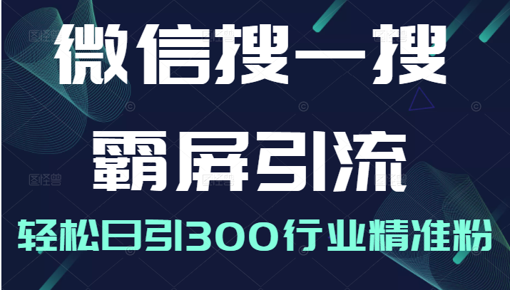 微信搜一搜霸屏引流课 微信搜一搜霸屏引流课