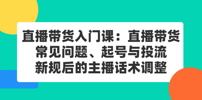 直播带货入门课 直播带货入门课