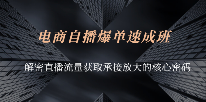 电商自播爆单速成班