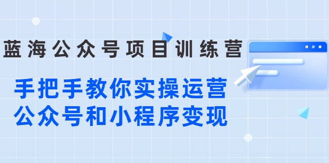 蓝海公众号项目训练营 蓝海公众号项目训练营