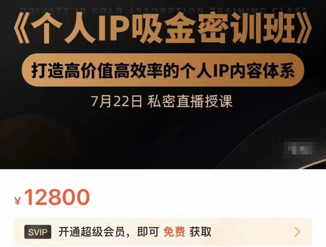个人IP吸金密训班
