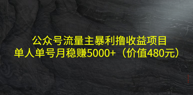 公众号流量主暴利撸收益项目 公众号流量主暴利撸收益项目
