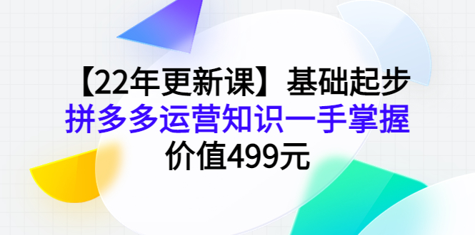基础起步，拼多多运营知识一手掌握