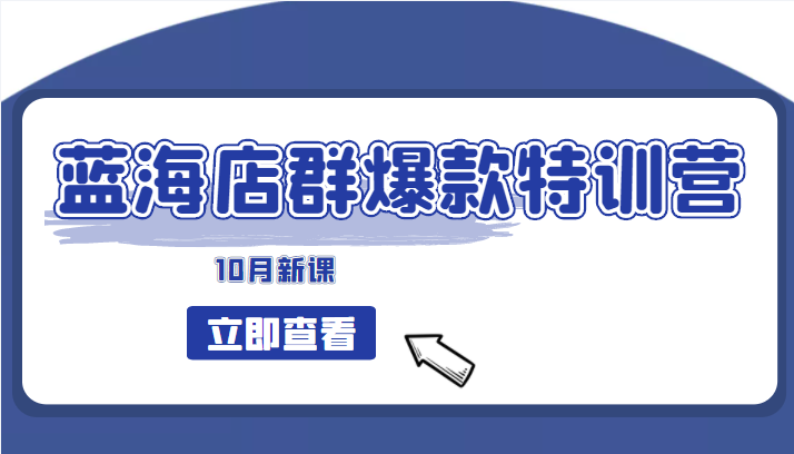 蓝海店群爆款特训营(10月新课) 低成本起店 蓝海店群爆款特训营(10月新课) 低成本起店