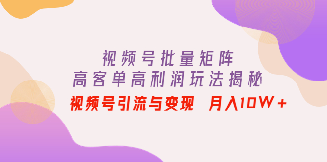 视频号批量矩阵的高客单高利润玩法揭秘 视频号批量矩阵的高客单高利润玩法揭秘