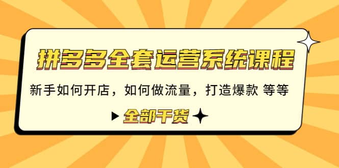 拼多多全套运营系统课程 拼多多全套运营系统课程