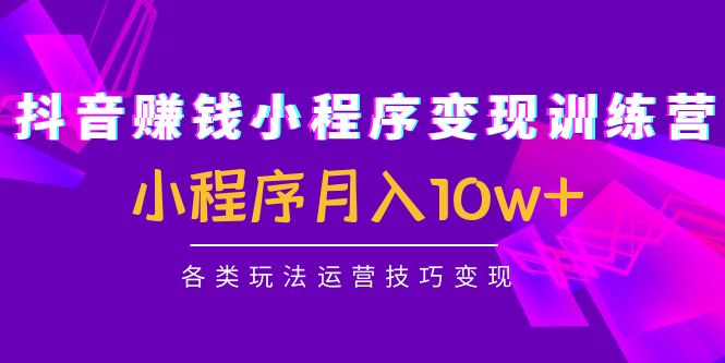 抖音赚钱小程序变现训练营 抖音赚钱小程序变现训练营