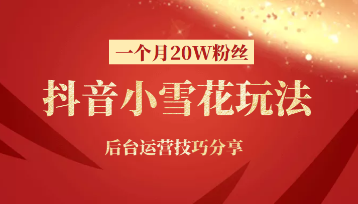 抖音小程序小雪花新号一个月20W粉丝玩法 抖音小程序小雪花新号一个月20W粉丝玩法