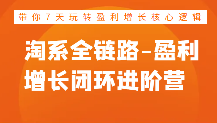 淘系全链路-盈利增长闭环进阶营,带你7天玩转盈利增长核心逻辑 淘系全链路-盈利增长闭环进阶营,带你7天玩转盈利增长核心逻辑