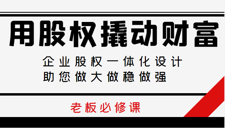 用股权撬动财富,企业股权一体化设计,助您做大做稳做强, 老板必修课 用股权撬动财富,企业股权一体化设计,助您做大做稳做强, 老板必修课