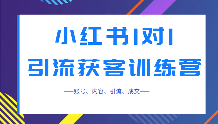 小红书1对1引流获客训练营:账号、内容、引流、成交(价值3999元) 小红书1对1引流获客训练营:账号、内容、引流、成交(价值3999元)