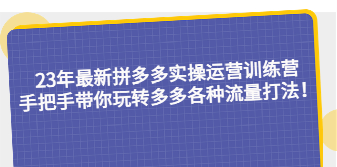 最新拼多多实操运营训练营:手把手带你玩转多多各种流量打法 最新拼多多实操运营训练营:手把手带你玩转多多各种流量打法