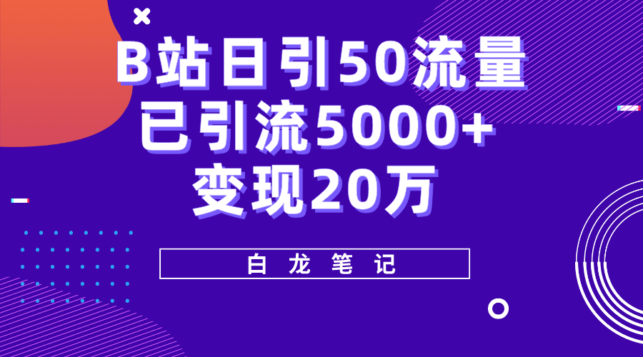 B站日引50+流量,实战已引流5000+变现20万,超级实操课程 B站日引50+流量,实战已引流5000+变现20万,超级实操课程