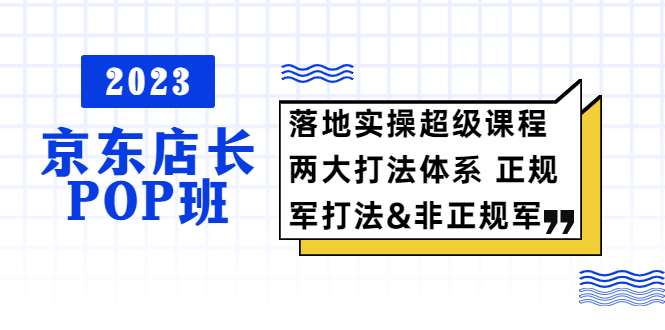 京东店长·POP班 落地实操超级课程 两大打法体系 正规军&非正规军 京东店长·POP班 落地实操超级课程 两大打法体系 正规军&非正规军
