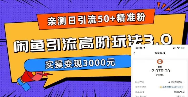 日引50+精准粉,闲鱼引流高阶玩法3.0,实操变现3000元 日引50+精准粉,闲鱼引流高阶玩法3.0,实操变现3000元