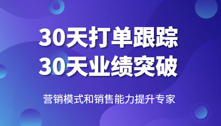营销模式和销售能力提升专家,30天打单跟踪,30天业绩突破 营销模式和销售能力提升专家,30天打单跟踪,30天业绩突破
