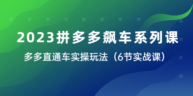 2023拼多多飙车系列课,多多直通车实操玩法(6节实战课) 2023拼多多飙车系列课,多多直通车实操玩法(6节实战课)