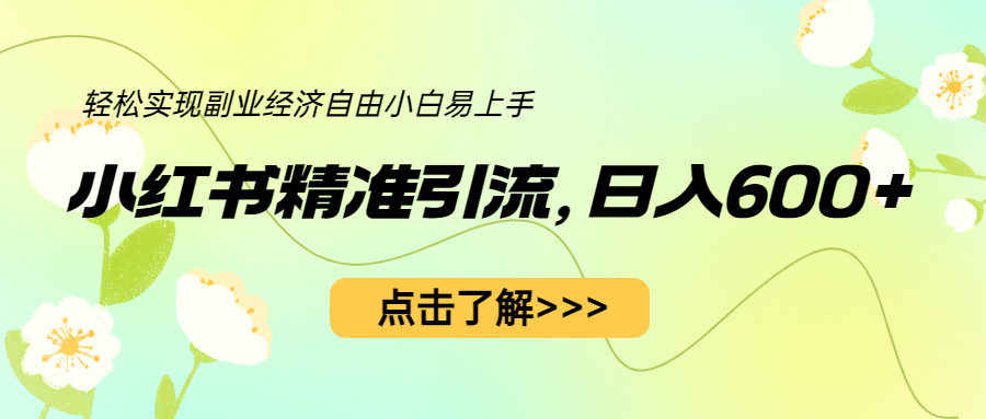 小红书精准引流,小白日入600+,轻松实现副业经济自由(教程+1153G资源) 小红书精准引流,小白日入600+,轻松实现副业经济自由(教程+1153G资源)