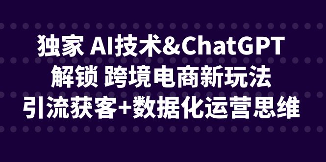 独家 AI技术&ChatGPT解锁 跨境电商新玩法,引流获客+数据化运营思维 独家 AI技术&ChatGPT解锁 跨境电商新玩法,引流获客+数据化运营思维