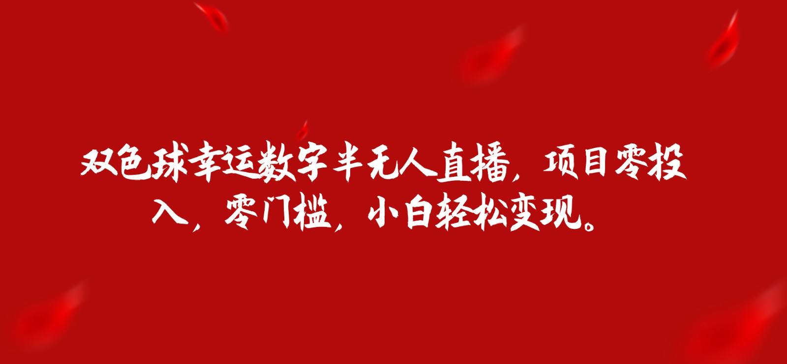 双色球幸运数字半无人直播，项目零投入，零门槛，小白轻松变现