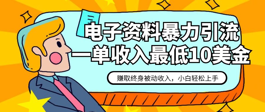 电子资料暴力引流,一单最低10美金,赚取终身被动收入,保姆级教程 电子资料暴力引流,一单最低10美金,赚取终身被动收入,保姆级教程