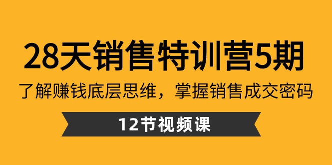 28天销售特训营5期:了解赚钱底层思维,掌握销售成交密码(12节课)