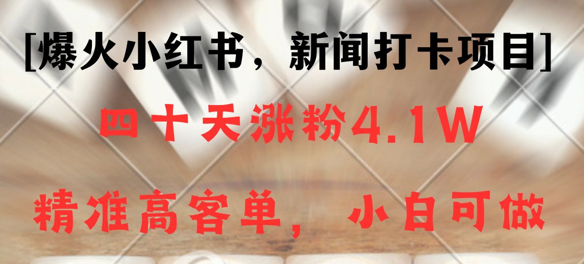 新闻打卡项目,小红书40天涨粉4.1w,高客单精准粉,变现能力超强