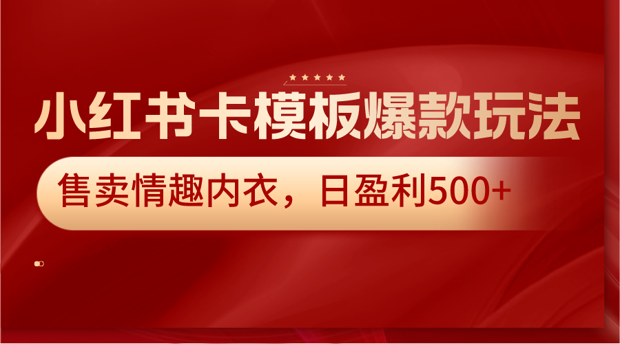 小红书卡模板爆款玩法,售卖情趣内衣,日盈利500+