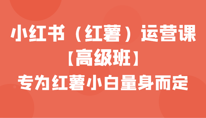 小红书(红薯)运营课【高级班】,专为红薯小白量身而定(42节课)