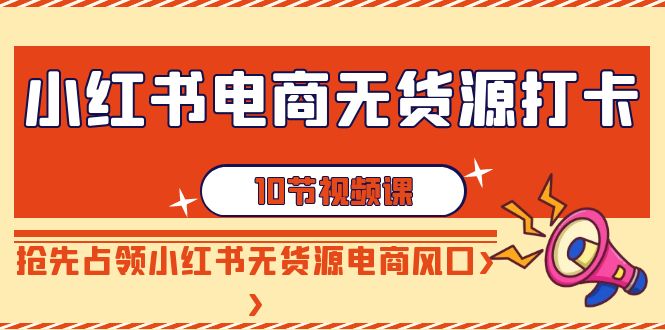 小红书电商无货源打卡,抢先占领小红书无货源电商风口(10节课)