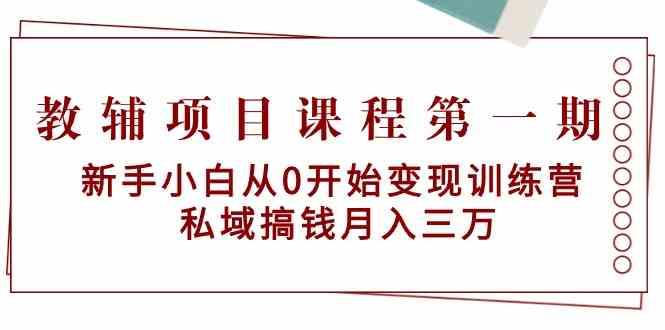 教辅项目课程第一期:新手小白从0开始变现训练营 私域搞钱月入三万