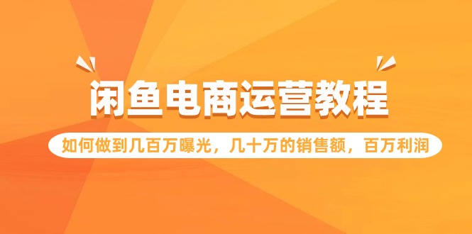 闲鱼电商运营教程:如何做到几百万曝光,几十万的销售额,百万利润