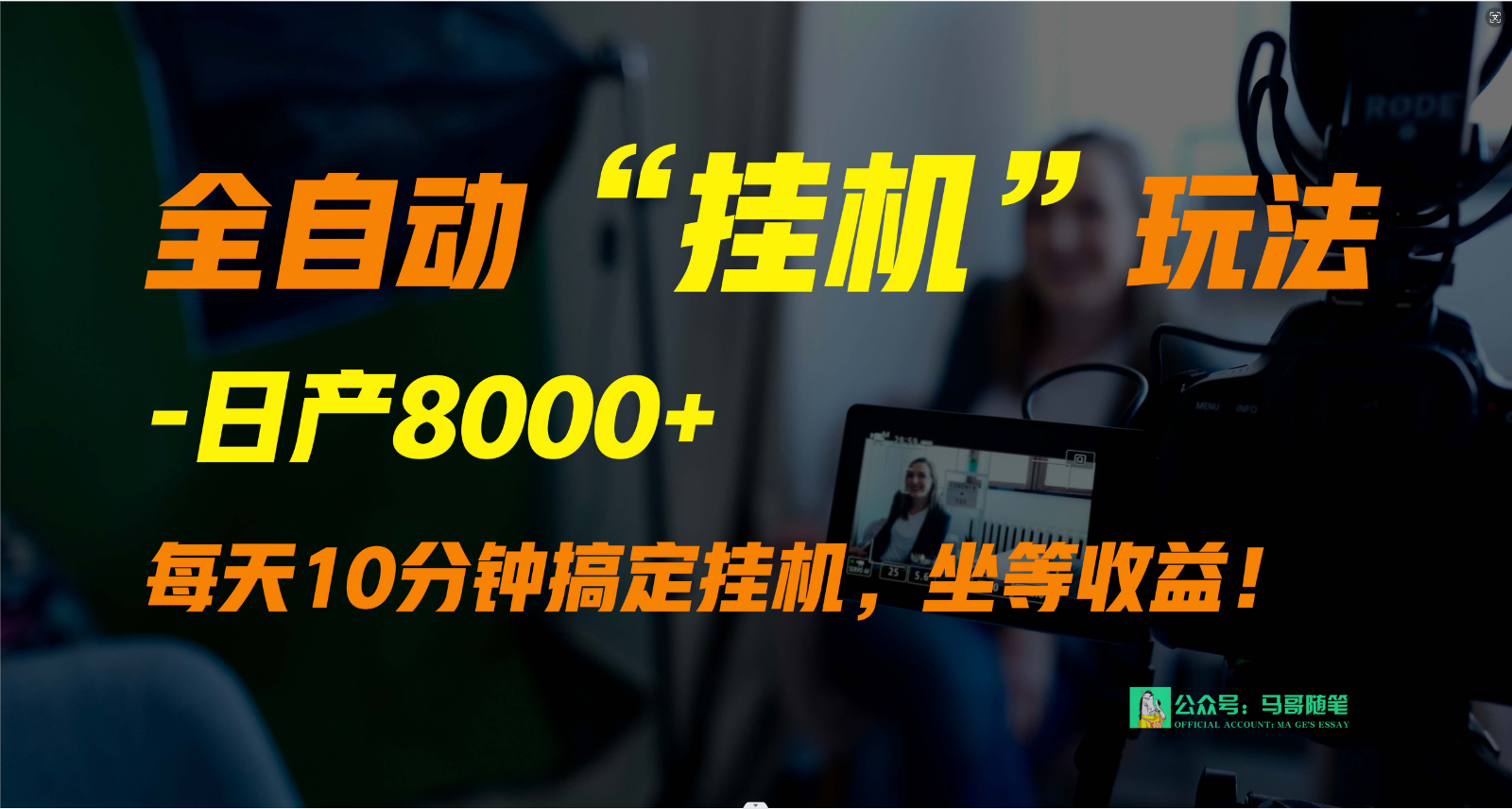外面卖1980的全自动“挂机”玩法,实现睡后收入,日产8000+