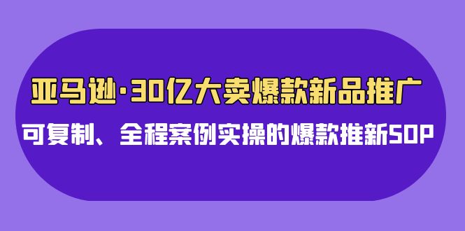 亚马逊30亿大卖爆款新品推广,可复制、全程案例实操的爆款推新SOP