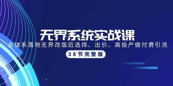 无界系统实战课:全体系落地无界改版后选择、出价、高投产做付费引流-38节