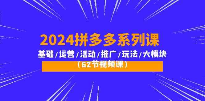 2024拼多多系列课:基础/运营/活动/推广/玩法/大模块(62节视频课)