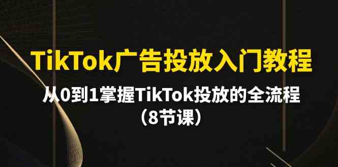TikTok广告投放入门教程,从0到1掌握TikTok投放的全流程(8节课)