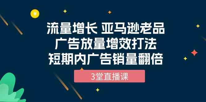 流量增长 亚马逊老品广告放量增效打法,短期内广告销量翻倍(3堂直播课)