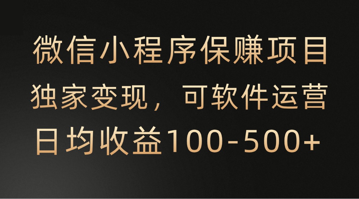 微信小程序,腾讯保赚项目,可软件自动运营,日均100-500+收益有保障