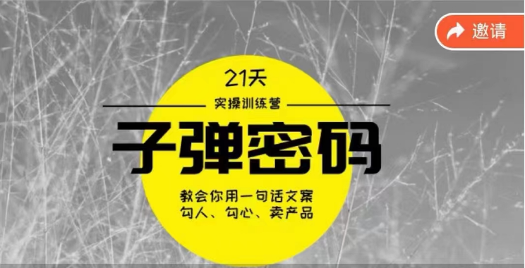 《子弹密码训练营》用一句话文案勾人勾心卖产品,21天学到顶尖文案大师策略和技巧